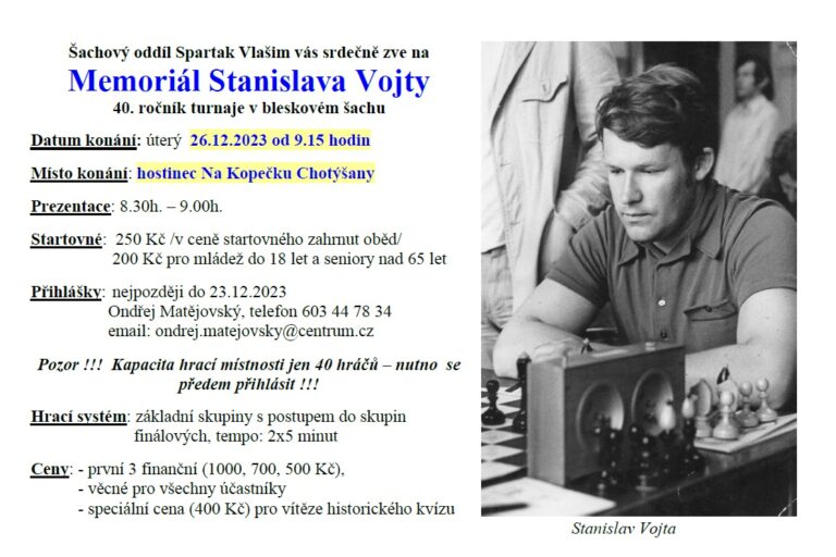 Memoriál Stanislava Vojty – 40. ročník turnaje v bleskovém šachu