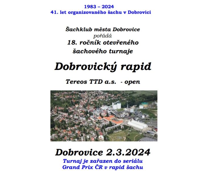 Dobrovický rapid – Tereos TTD a.s. open – 18. ročník otevřeného šachového turnaje