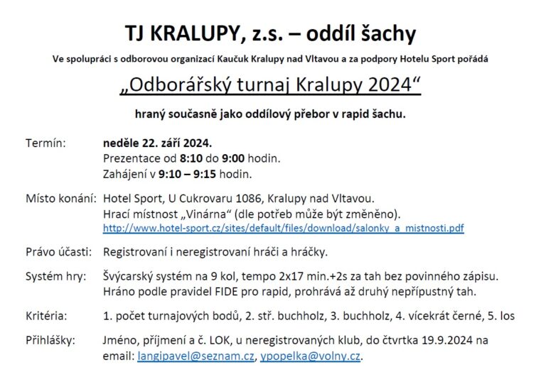 Odborářský turnaj Kralupy 2024