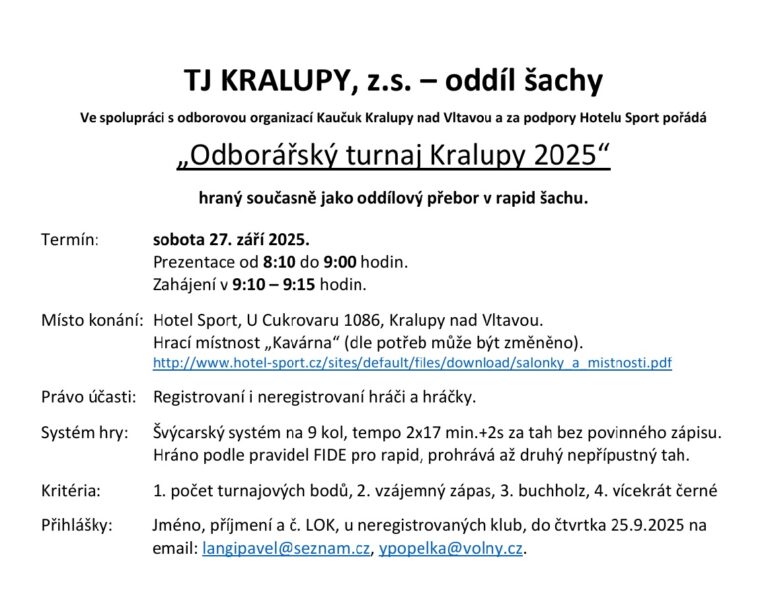 Odborářský turnaj Kralupy 2025