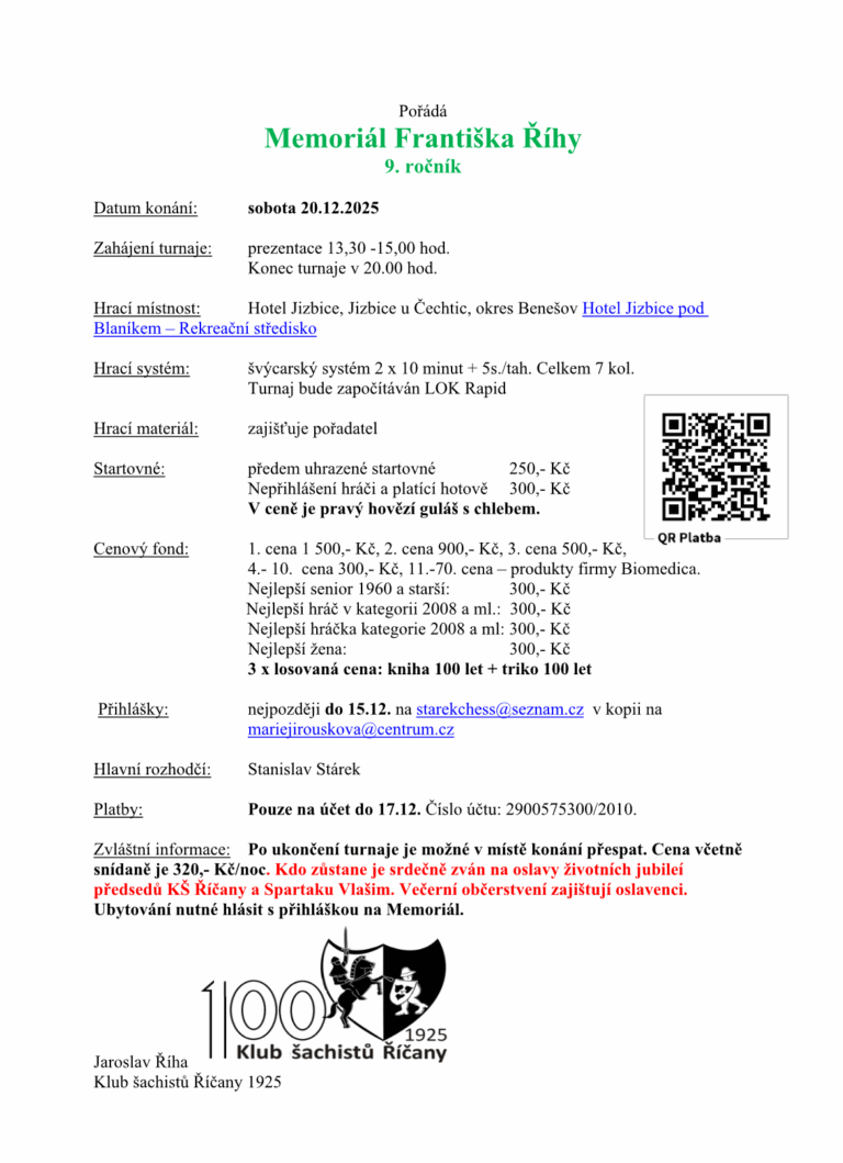 Memoriál Františka Říhy 2025